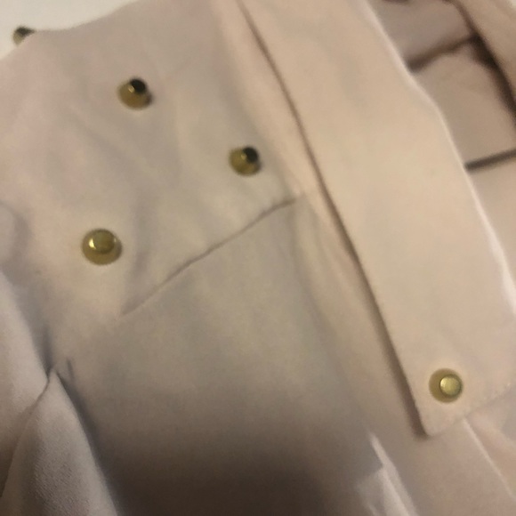 Plus size tan button down shirt with studs - Picture 2 of 3